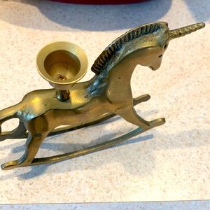 Brass Unicorn Candle Rocker